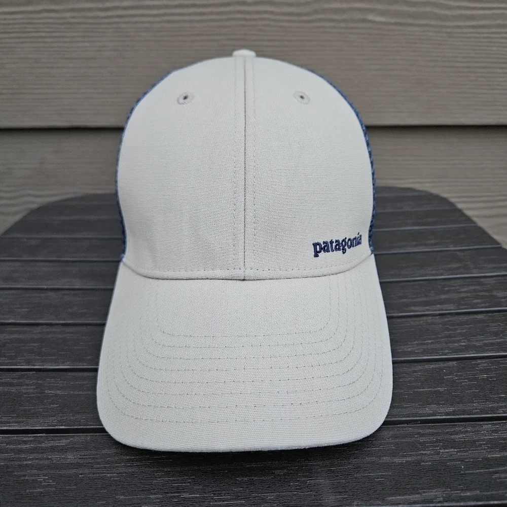 Patagonia Hat Mesh Back Trucker Dad Cap Tan Blue Snapback